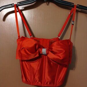 VICTORIA'S SECRET DREAM ANGELS RED CUPPED BOW BUSTIER/BRA 32C NEW WITH TAGS